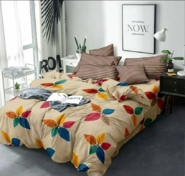 Home Garage 140 TC Microfiber 3D Printed Super Soft Flat Double Bedsheet  With 2 pillow cover - Double Bedsheet