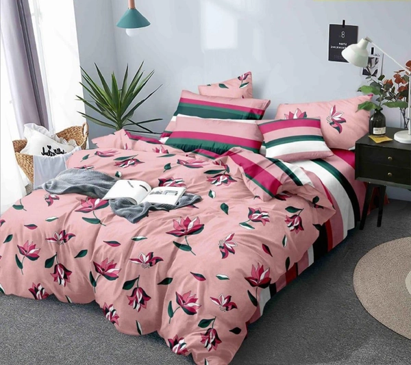 Home Garage 140 TC Microfiber 3D Printed Super Soft Flat Double Bedsheet  With 2 pillow cover - Double Bedsheet