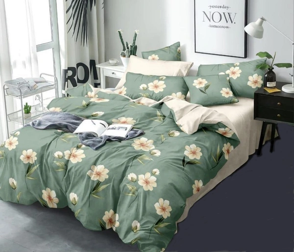 Home Garage 140 TC Microfiber 3D Printed Super Soft Flat Double Bedsheet  With 2 pillow cover - Double Bedsheet