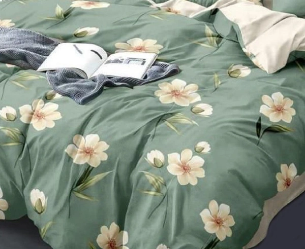 Home Garage 140 TC Microfiber 3D Printed Super Soft Flat Double Bedsheet  With 2 pillow cover - Double Bedsheet