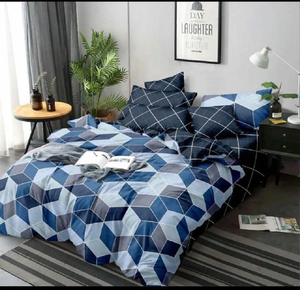 Home Garage 140 TC Microfiber 3D Printed Super Soft Flat Double Bedsheet  With 2 pillow cover - Double Bedsheet