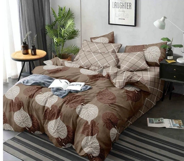 Home Garage 140 TC Microfiber 3D Printed Super Soft Flat Double Bedsheet  With 2 pillow cover - Double Bedsheet