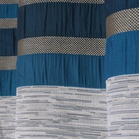 Home Garage Polyester Eyelet Blue Jute jacquard curtains Pack of 2 - Window (4x5 Feet)