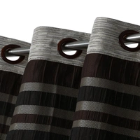 Home Garage Polyester Eyelet Brown Jute jacquard curtains Pack of 2 - Long Door (4x9 Feet)