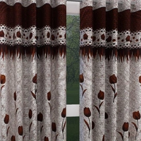 Home Garage polyester Eyelet Brown Printed Design curtains Pack of 2 - Long Door (4x9 Feet)