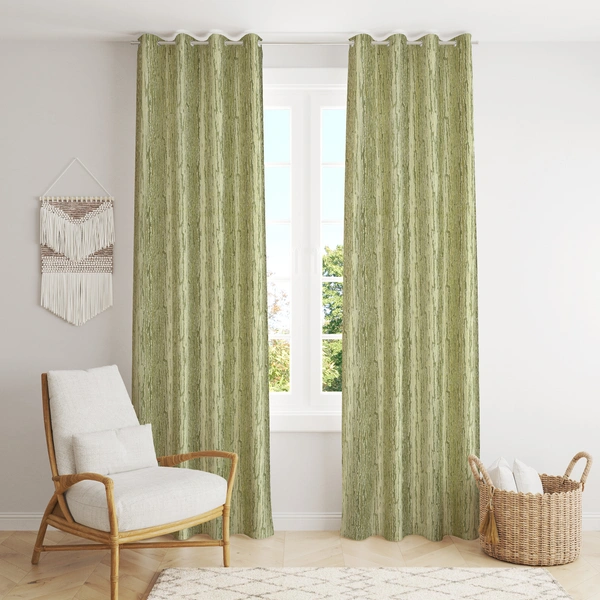 Home Garage  Polyester Eyelet Green Designer Print curtains Pack of 2 - Window (4x5 Feet)