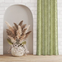 Home Garage  Polyester Eyelet Green Designer Print curtains Pack of 2 - Window (4x5 Feet)