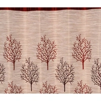 Home Garage Polyester Eyelet Maroon Jute jacquard curtains Pack of 2 - Window (4x5 Feet)