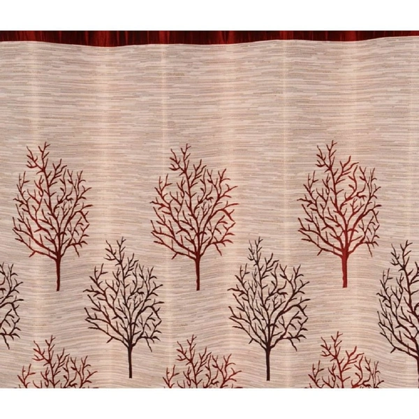 Home Garage Polyester Eyelet Maroon Jute jacquard curtains Pack of 2 - Window (4x5 Feet)