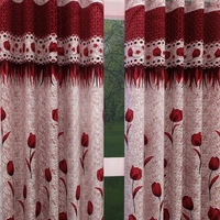 Home Garage polyester Eyelet Mroon Printed Design curtains Pack of 2 - Long Door (4x9 Feet)