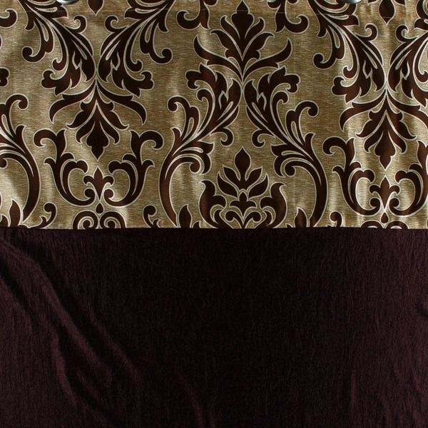 Home Garage Polyester Eyelet  Printed Patch work Design Brown  Curtains Pack of 2 - Window (4x5 Feet)