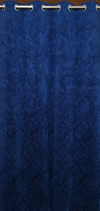 Home Garage Velvet Eyelet Blue Blackout High Quality Punch Print curtains Pack of 2 - Long Door (4x9 Feet)