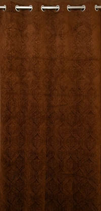 Home Garage Velvet Eyelet Brown Blackout High Quality Punch Print curtains Pack of 2 - Window (4x5 Feet)