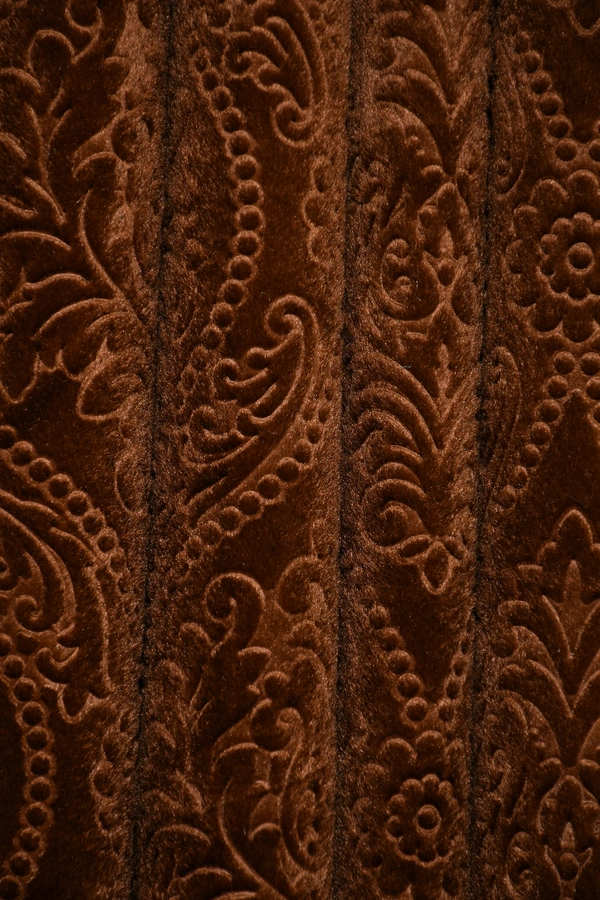 Home Garage Velvet Eyelet Brown Blackout High Quality Punch Print curtains Pack of 2 - Window (4x5 Feet)