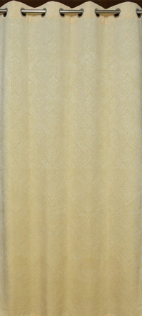 Home Garage Velvet Eyelet Cream Blackout High Quality Punch Print curtains Pack of 2 - Window (4x5 Feet)
