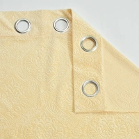 Home Garage Velvet Eyelet Cream Blackout High Quality Punch Print curtains Pack of 2 - Window (4x5 Feet)