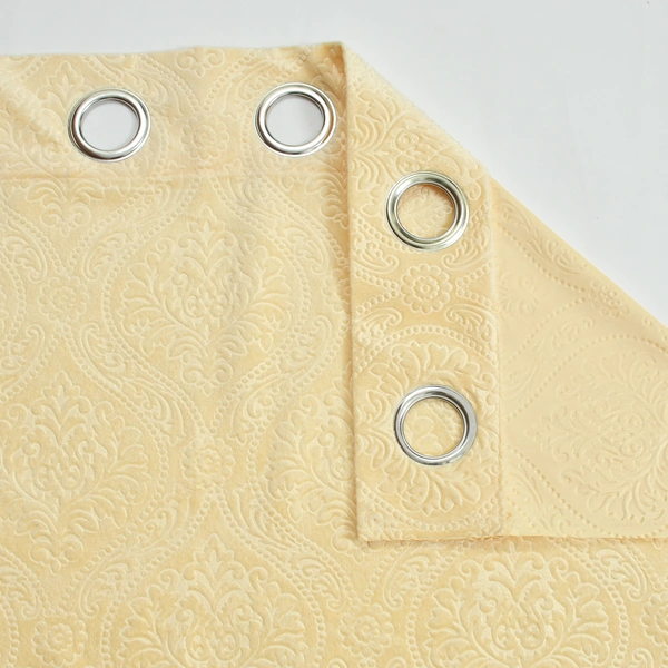 Home Garage Velvet Eyelet Cream Blackout High Quality Punch Print curtains Pack of 2 - Window (4x5 Feet)