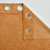 Home Garage Velvet Eyelet Gold Blackout High Quality Punch Print curtains Pack of 2 - Window (4x5 Feet)