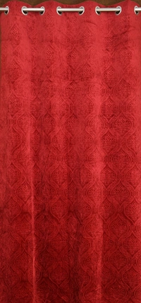 Home Garage Velvet Eyelet Marron Blackout High Quality Punch Print curtains Pack of 2 - Window (4x5 Feet)