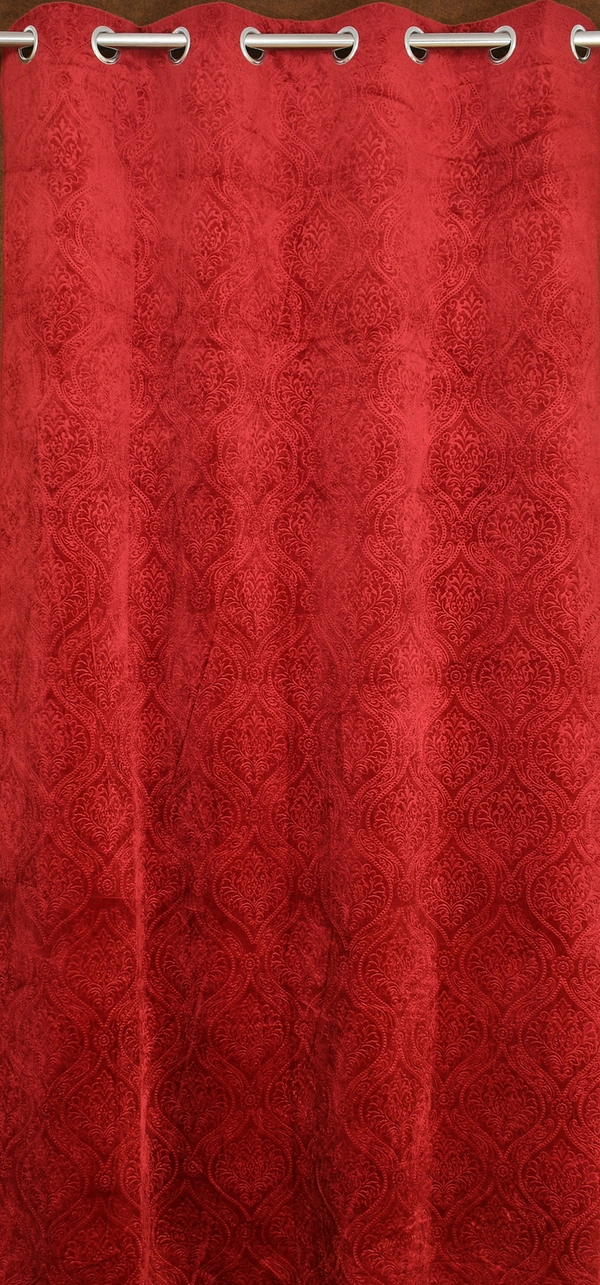 Home Garage Velvet Eyelet Marron Blackout High Quality Punch Print curtains Pack of 2 - Window (4x5 Feet)
