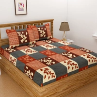 Loof Klapper 140 TC Microfiber 3D Printed  Double Bedsheet  Pack of 2 ( 2 Double Bedsheet with 4 pillow cover) - Double Bedsheet