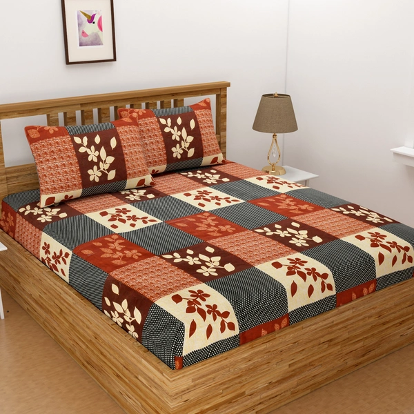 Loof Klapper 140 TC Microfiber 3D Printed  Double Bedsheet  Pack of 2 ( 2 Double Bedsheet with 4 pillow cover) - Double Bedsheet