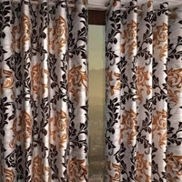 Loof Klapper Polyester Eyelet Brown Printed Design curtains Pack of 2 - Door (4x7 Feet)