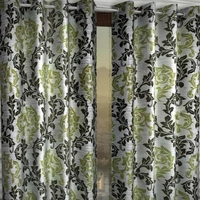 Loof Klapper Polyester Eyelet Green Printed Design curtains Pack of 2 - Window (4x5 Feet)