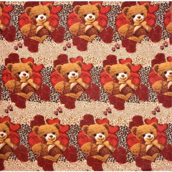 Painpat Textile Hub 140 TC Microfiber Cartoon Teddy Double  Flat Bedsheet  with 2 pillow cover - Double Bedsheet