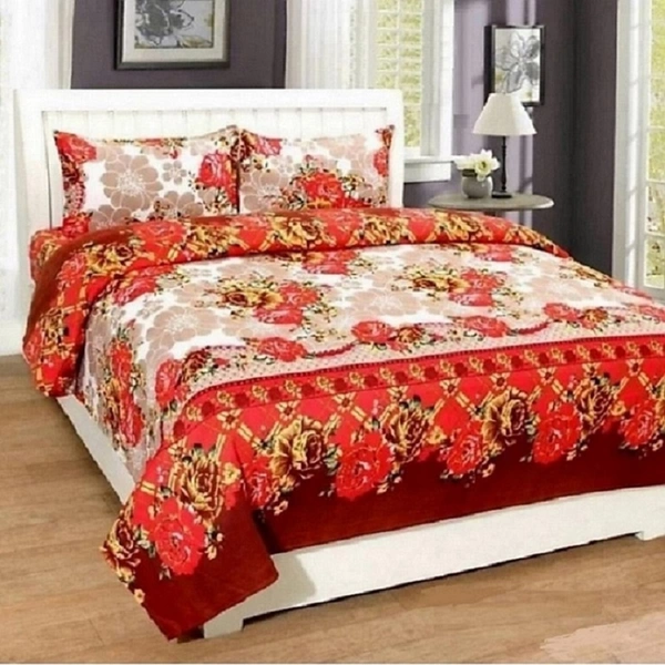 Painpat Textile Hub 140 TC Microfiber Double  Flat Bedsheet  with 2 pillow cover - Double Bedsheet