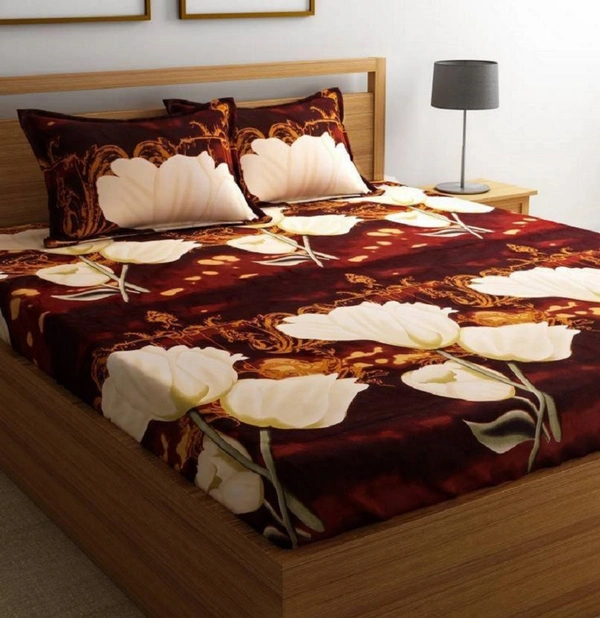 Painpat Textile Hub 140 TC Microfiber Double Floral Flat Bedsheet  with 2 pillow cover - Double Bedsheet
