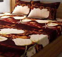 Painpat Textile Hub 140 TC Microfiber Double Floral Flat Bedsheet  with 2 pillow cover - Double Bedsheet