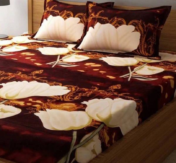 Painpat Textile Hub 140 TC Microfiber Double Floral Flat Bedsheet  with 2 pillow cover - Double Bedsheet