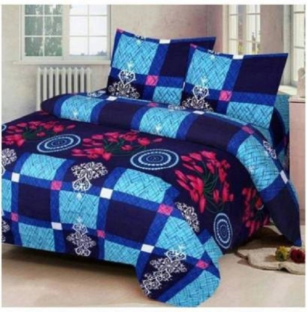 Painpat Textile Hub 140 TC Microfiber Double Floral Flat Bedsheet with 2 pillow cover - Double Bedsheet