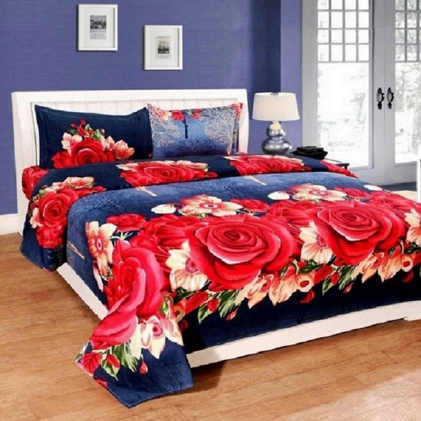 Painpat Textile Hub 140 TC Microfiber Double Floral Flat Bedsheet  with 2 pillow cover - Double Bedsheet