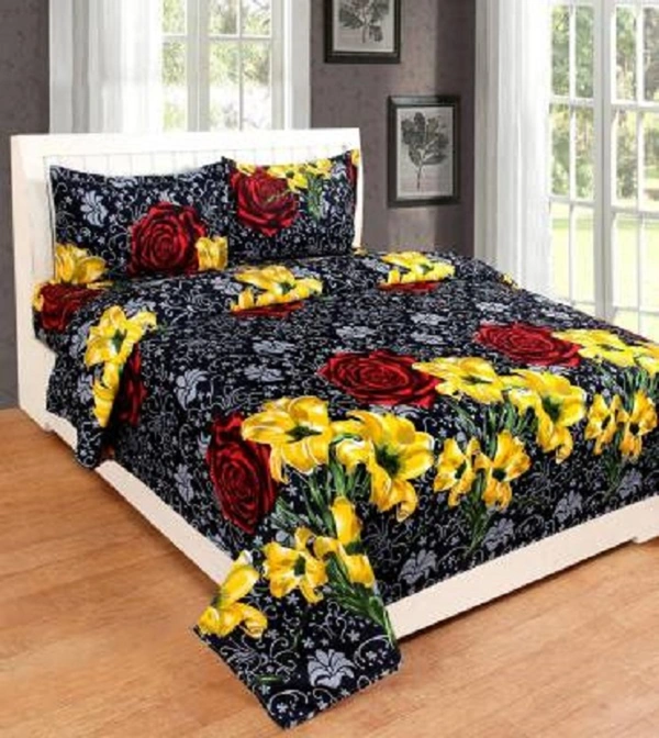 Painpat Textile Hub 140 TC Microfiber Double Floral Flat Bedsheet  with 2 pillow cover - Double Bedsheet
