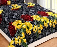 Painpat Textile Hub 140 TC Microfiber Double Floral Flat Bedsheet  with 2 pillow cover - Double Bedsheet