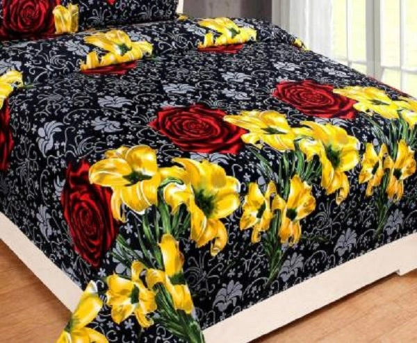 Painpat Textile Hub 140 TC Microfiber Double Floral Flat Bedsheet  with 2 pillow cover - Double Bedsheet