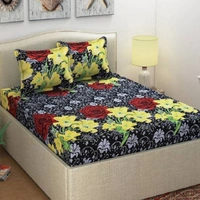 Painpat Textile Hub 140 TC Microfiber Double Floral Flat Bedsheet  with 2 pillow cover - Double Bedsheet