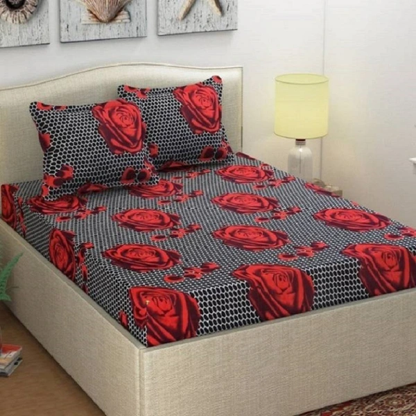 Painpat Textile Hub 140 TC Microfiber Double Floral Flat Bedsheet  with 2 pillow cover - Double Bedsheet