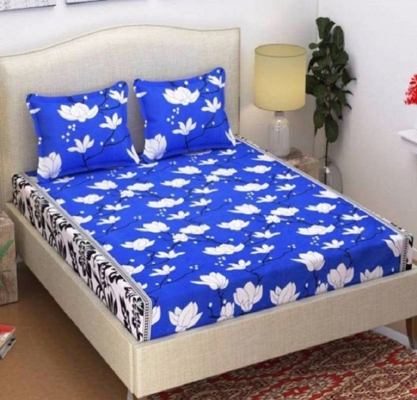 Painpat Textile Hub 140 TC Microfiber Double Floral Flat Bedsheet  with 2 pillow cover - Double Bedsheet