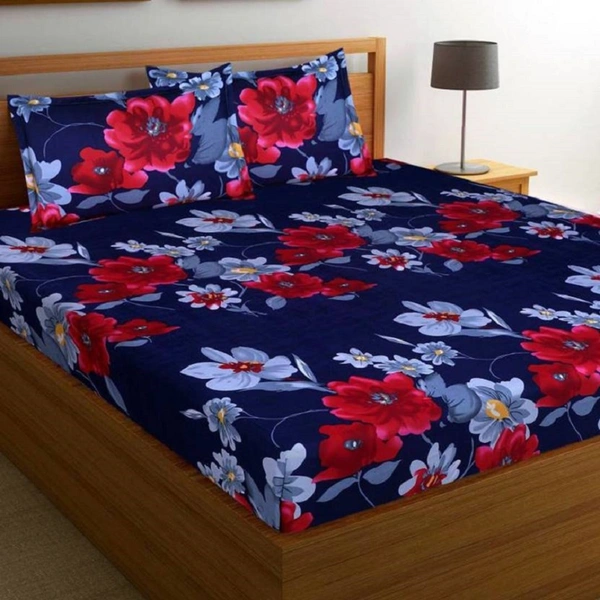 Painpat Textile Hub 140 TC Microfiber Double Red Check Flat Bedsheet  with 2 pillow cover - Double Bedsheet
