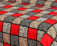 Painpat Textile Hub 140 TC Microfiber Double Red Check Flat Bedsheet  with 2 pillow cover - Double Bedsheet