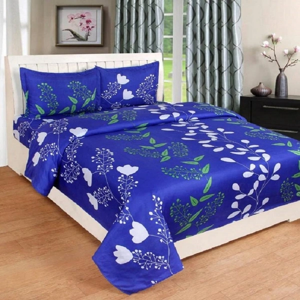 Painpat Textile Hub 140 TC Microfiber Floral Double  Flat Bedsheet  with 2 pillow cover - Double Bedsheet