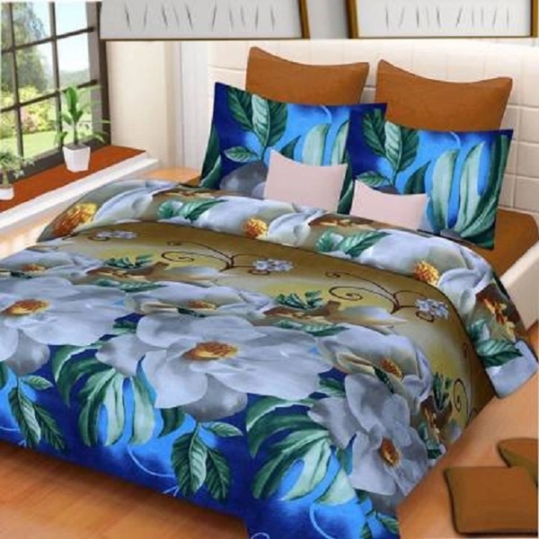 Painpat Textile Hub 140 TC Microfiber Floral Double  Flat Bedsheet  with 2 pillow cover - Double Bedsheet
