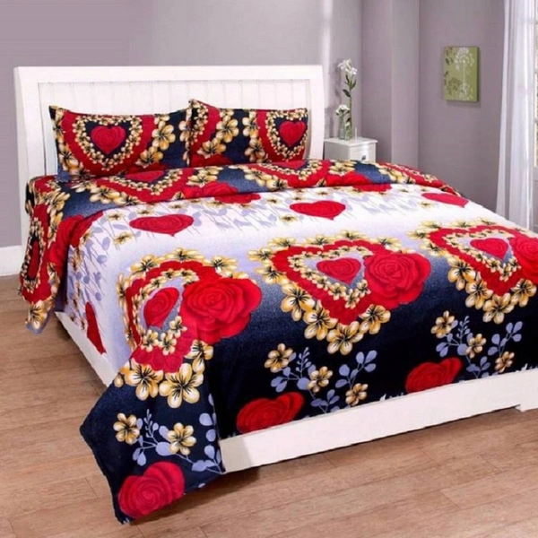Painpat Textile Hub 140 TC Microfiber Heart Shape Double  Flat Bedsheet  with 2 pillow cover - Double Bedsheet