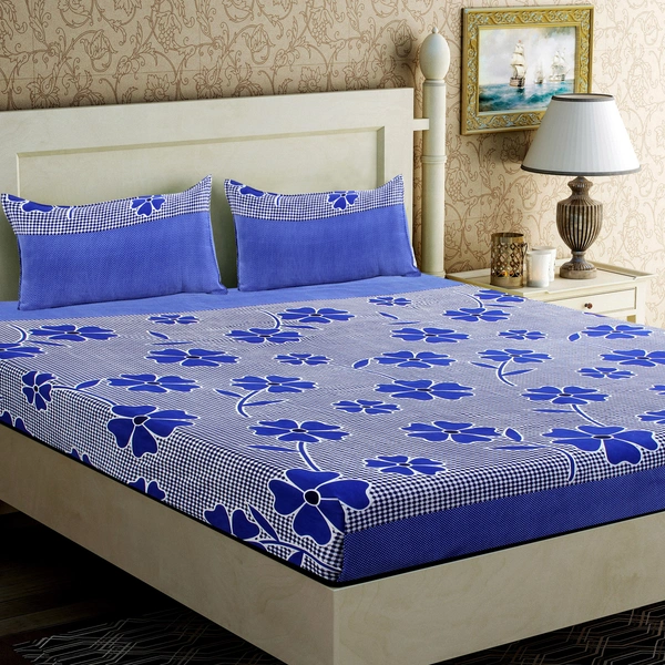 Painpat Textile Hub 140 TC Microfiber Purple Double  Flat Bedsheet  with 2 pillow cover - Double Bedsheet