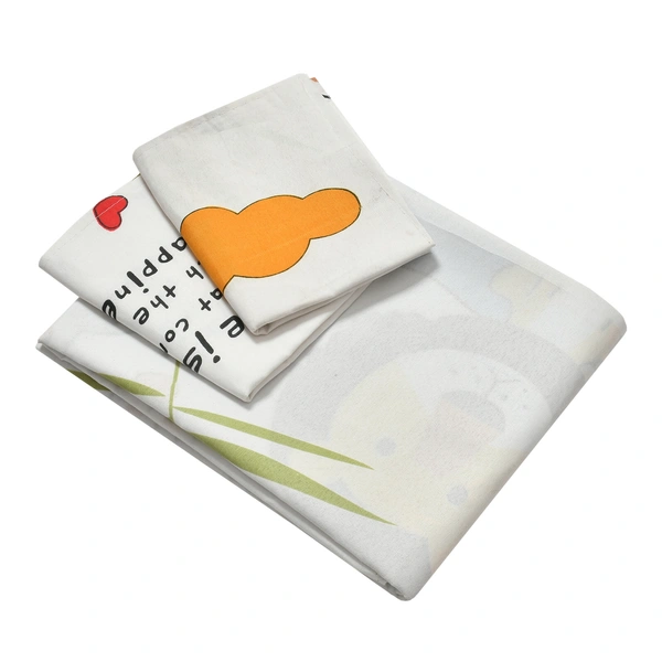 Panipat Textile Hub 140 TC Microfiber 3D Lion Printed Flat Double Bedsheet  With 2 pillow cover - Double Bedsheet