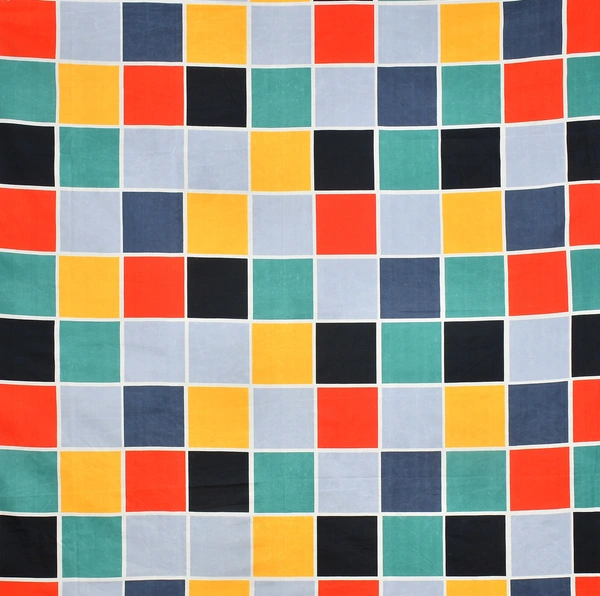 Panipat Textile Hub 140 TC Microfiber 3D Multi Box Printed Flat Double Bedsheet  With 2 pillow cover - Single Bedsheet