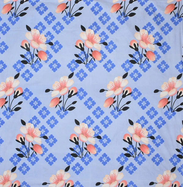 Panipat Textile Hub 140 TC Microfiber 3D Printed Flat Double Bedsheet  With 2 pillow cover - Double Bedsheet